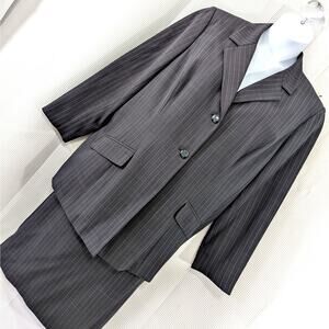 NWOT! WORTHINGTON WOMAN! CLASSIC GRAY PIN STRIPED SKIRT SUIT LONG JACKET! SZ 20W